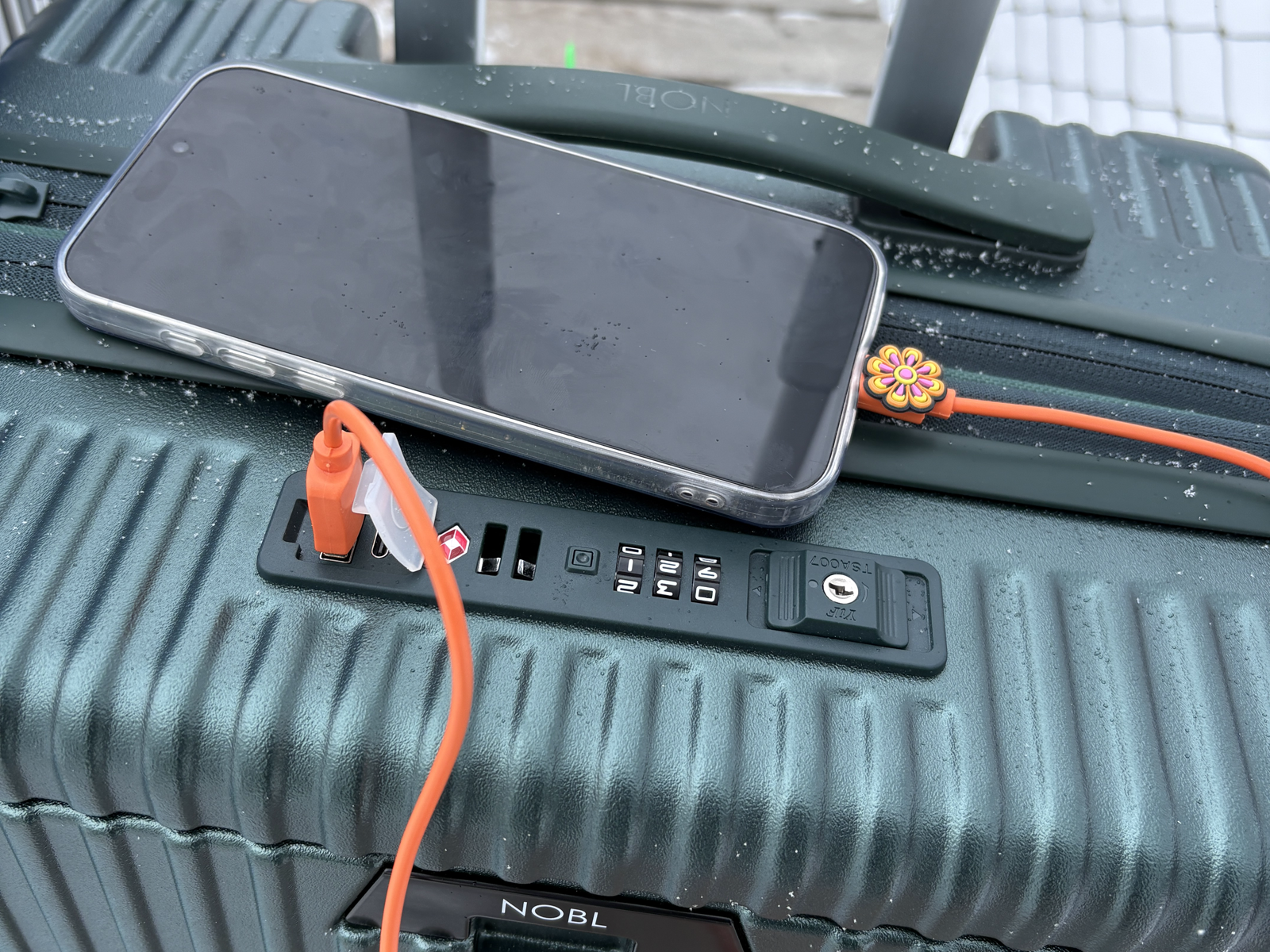 Phone battery from curb to gate with the NOBL USB port